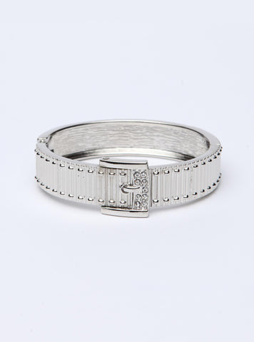 Buckle Up Silver Bangle
