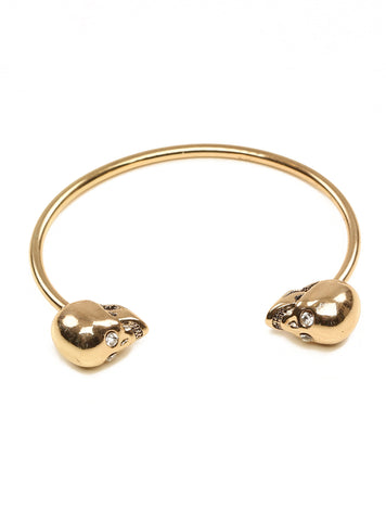 Double Skull Bangle Gold