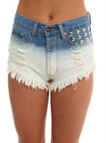 Bleached Ombre Studded Shorts