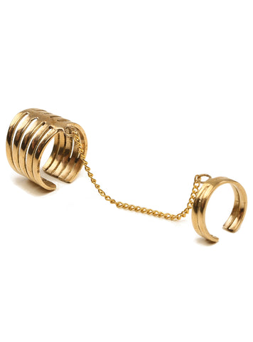 Cut Out Chained Ring Gold