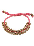 Double Row Pink Skull Bracelet