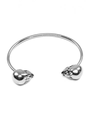 Double Skull Bangle Silver