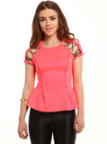 Electric Laced Peplum Top