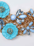 Flower Teal Gold Necklace