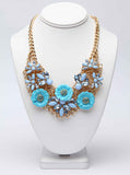 Flower Teal Gold Necklace