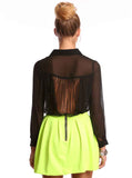 Open Back Fringe Blouse
