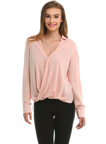 Peach Twisted Up Blouse