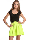 Scuba Skater Skirt Neon Green