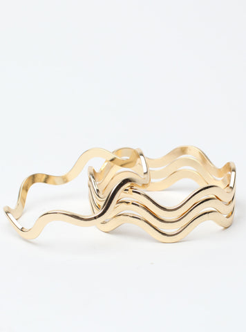 Wave Stackable Gold Bangles