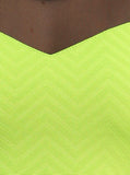 Zig Zag Peplum Neon Green Dress